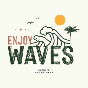 Vector illustration style vintage surfing theme badge design. For t-shirt prints posters stickers and other uses.Tropical beach line icon concept sign outline vector illustration linear symbol