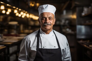 A portrait of a dedicated chef in a bustling restaurant kitchen, orchestrating a busy service. - obrazy, fototapety, plakaty