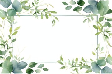 Captivating watercolor border frame with eucalyptus twigs. - obrazy, fototapety, plakaty