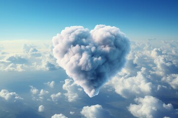 Cloud in the shape of a heart. Backdrop with selective focus and copy space for the inscription