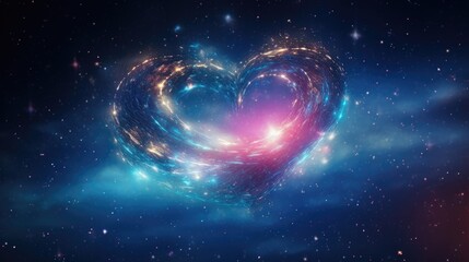 An animated heart made up of swirling galaxies, illustrating the infinite and universal nature of love. - obrazy, fototapety, plakaty