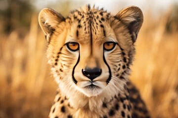 Intense portrait of a cheetah in the wild.