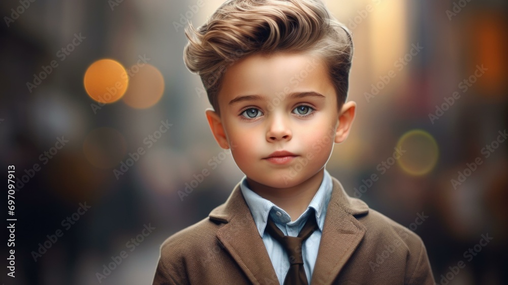 Canvas Prints A young boy in a suit and tie. Generative AI.