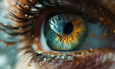Futuristic Close-Up Iris Image: Technological Artistry Revealing Eye's Detail in Vibrant Colors on Adobe Stock