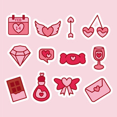 Valentine's Day Sticker Element Set