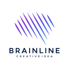 Creative abstract brain line logo vector template