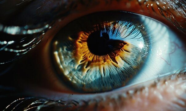 Intense Gaze: Detailed Close-up of Human Eye - High-Resolution Image. Generative AI