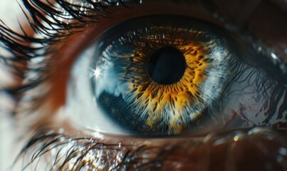 Mesmerizing Iris Close-up - AI Capturing Detailed Human Vision. Generative AI