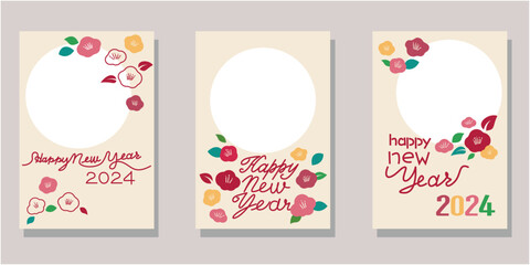 Asian traditional design new year template. Happy new year decorative template collection. Vector illustration.