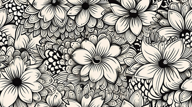  intricate zentangle flower seamless patterns