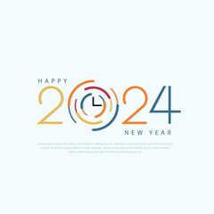 2024 Happy New Year Clock Artwork I Creative Concept Template 