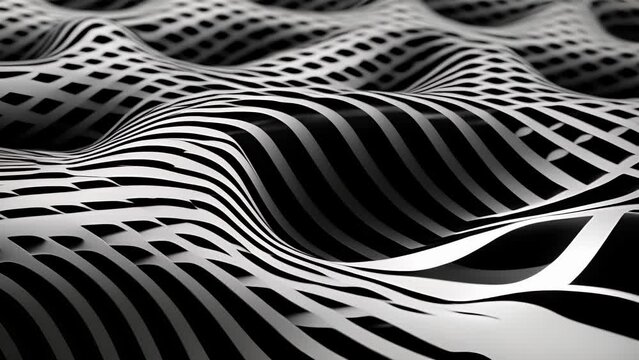 An upclose look at a moir&Atilde;&copy; pattern, created by overlapping two grids at different orientations, causing a rippling effect that can confuse and deceive the brains interpretation of perspective
