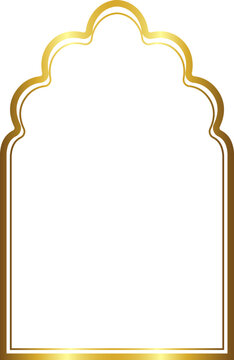 Multifoil Arch rectangular frame architecture window door Gold picture frame luxury golden frame gold border Golden vector framework banner decoration decorative element template isolated abstract art