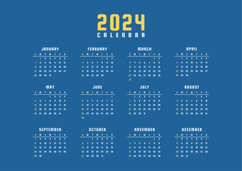 2024 Calendar blue template