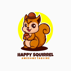 Vector Logo Illustration Squirrel Mascot Cartoon Style