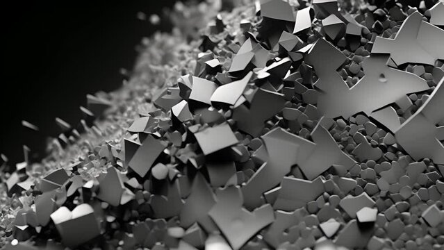 An electron microscope showcasing the surface of a piece of iron, magnified to reveal the presence of carbon particles that give the metal its strength and ductility. This microscopic