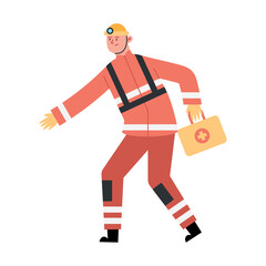 earthquake illustration of a red cross man