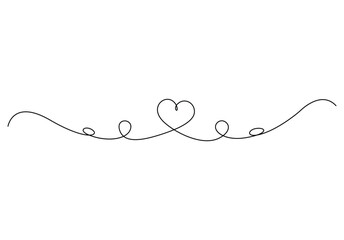 Continuous one line drawing of heart. Isolated on white background vector illustration. Premium vector. 