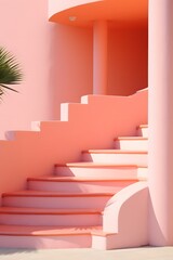 minimal pink stairs with sunlight going up, concept images
