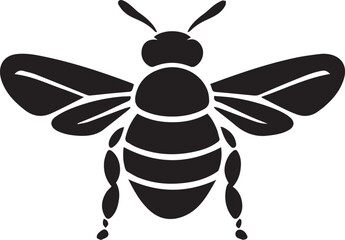 Black Bee On White Background