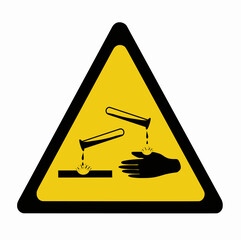 Warning Acid sign, Caution corrosive chemicals present, vector Illustration 
