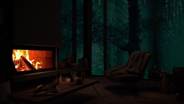 Romantic Living Room Under the Rain