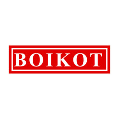 boikot, boycott in indonesia language, simple vector red simple rectangle vector rubber stamp effect

