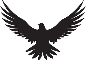 Dove silhouette flying on white background