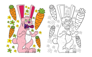 Fototapeta premium cute animal doodle illustration for book drawing page