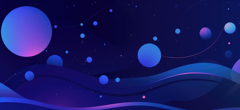 A blue and purple background with bubbles and stars