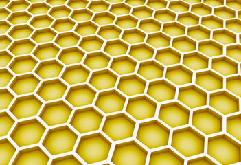 lattice pattern of yellow hexagons 3D