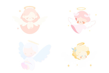 Obraz na płótnie Canvas cute little angel cartoon characters. generative ai