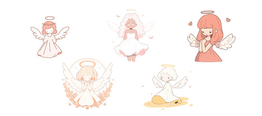cute little angel cartoon characters. generative ai