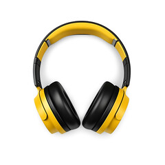 Yellow wireless headphones , isolated on Transparent background