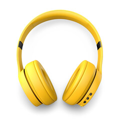 Yellow wireless headphones , isolated on Transparent background