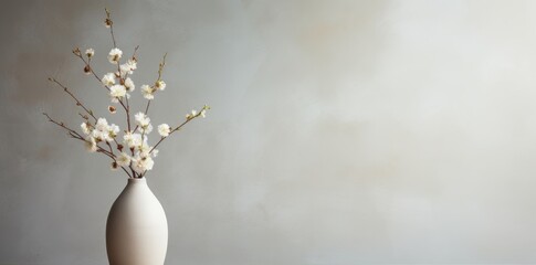 A white vase filled with white flowers on top of a table