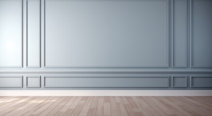 Naklejka premium An empty room with a wooden floor and white walls