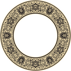Vector round gold with black national Indian ornament. Circle ethnic pattern of Indian civilization.
