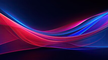 abstract background with blue and red wavy lines on dark background - obrazy, fototapety, plakaty
