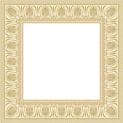 Vector golden square classic greek ornament. European ornament. Border, frame Ancient Greece, Roman Empire..