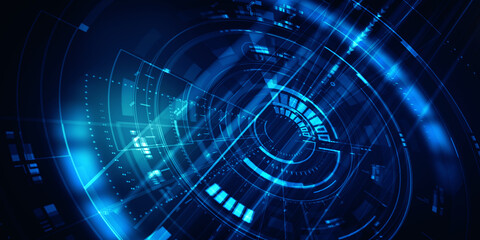 2d illustration Abstract futuristic electronic circuit technology background
