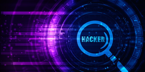 2d illustration cyber crime and internet privacy hacking.Network security,cyber attack,computer virus,ransomware and malware concept