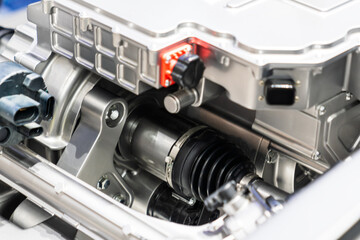 cloese-up of electric car motor