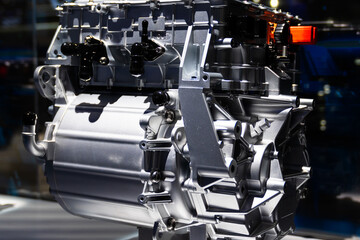 cloese-up of electric car motor