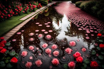 water and flowers in the park