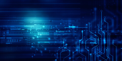2d illustration Abstract futuristic electronic circuit technology background
