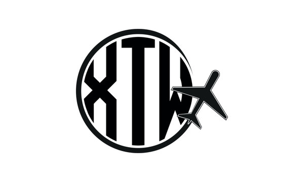 XTW three initial letter circle tour & travel agency logo design vector template. hajj Umrah agency, abstract, wordmark, business, monogram, minimalist, brand, company, flat, tourism agency, tourist