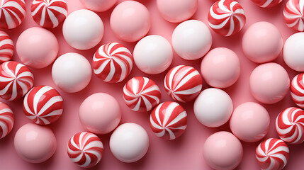 Candy cane background, party design on pink background.