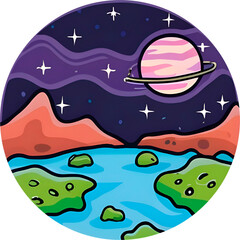 Obraz premium cartoonist landscape illustration on a transparent background