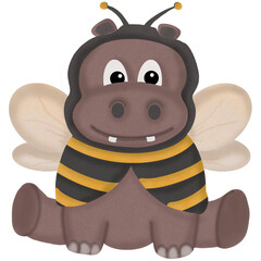   hippo, wearing a bee suit